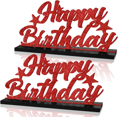 Miniatura 7 de Letrero de Feliz Cumpleaños con Letras Negras con Purpurina Centros de Mesa para Mesa Suministros de Fiesta de Cumpleaños Decoración de Favor