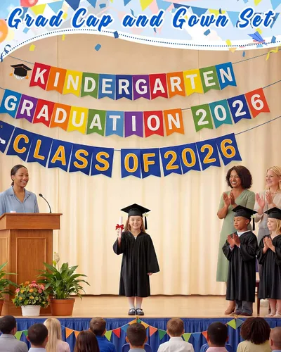 Miniatura 6 de Xuhal Juego de 8 gorros y batas de graduación preescolar para jardín de infantes, gorro de graduación para niños con borla de graduación 2026