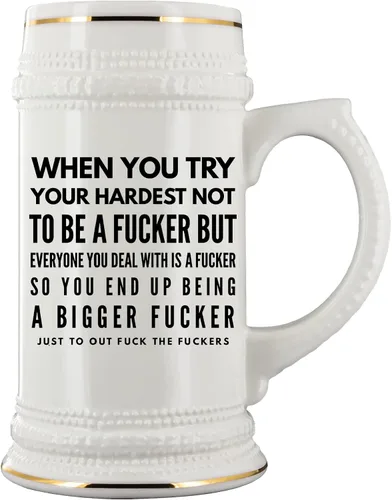 Miniatura 2 de Taza de cerveza inapropiada con refranes divertidos Fucker Mature Office Gag Jokes para compañeros de trabajo o amigos, humor grosero para adultos