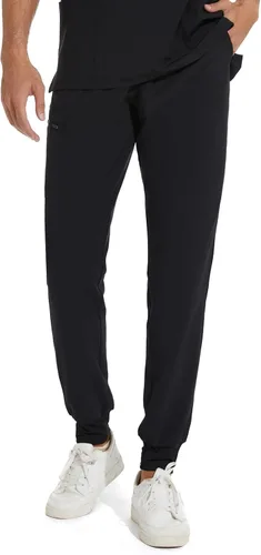 Miniatura 8 de COZYFIT Pantalones médicos para hombre, pantalones ajustados con 5 bolsillos, cintura de yoga, antiarrugas para hombre