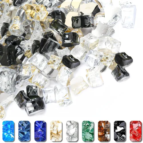 Miniatura 37 de GRISUN Vidrio de fuego azul océano Pacífico para hoguera, 10 libras 1/2 pulgada rocas de vidrio templado para chimenea natural o propano, seguro
