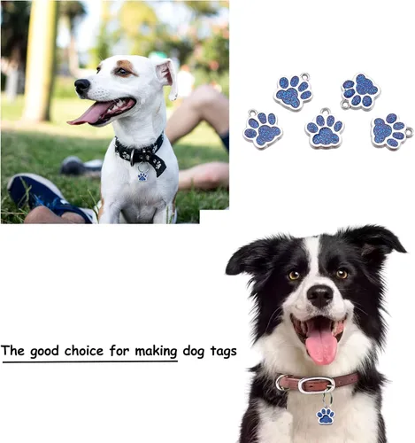 Miniatura 4 de Abalorio esmaltado con estampado de pata de perro y gato con purpurina en polvo de aleación de esmalte de gato y perro, dijes para llavero, joyería