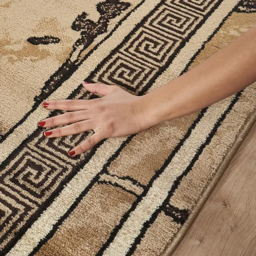 Miniatura 4 de Glory Rugs Alfombra moderna de 2x7, color marrón, beige, negro y crema, con textura de mármol, alfombra suave contemporánea para piso, con textura