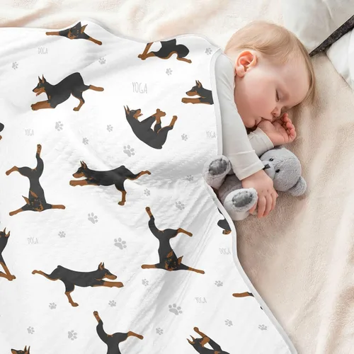 Miniatura 5 de Manta de envoltura para ejercicios de Doberman de algodón para bebés, manta de recepción, manta suave y ligera para envolver para cuna, cochecito