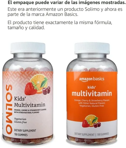 Miniatura 4 de Amazon Basics Multivitamínico para niños, 190 gomitas, naranja, cereza y fresa (anteriormente Solimo)