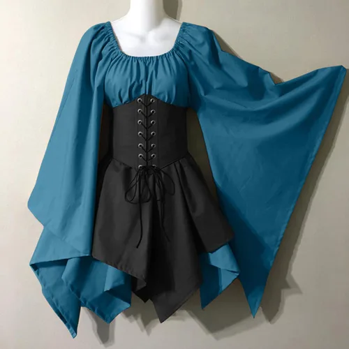 Miniatura 2 de Vestidos medievales de talla grande, disfraz de Halloween para mujer, disfraz vintage de Halloween, sombrero de bruja rosa de hada, para adulto