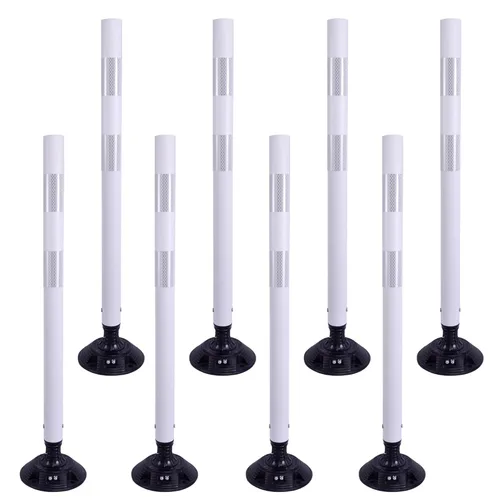 Miniatura 13 de OrangeStar Paquete de 8 conos de tráfico de 48 pulgadas con base de resorte, postes de delineador verdes con rayas reflectantes para seguridad vial