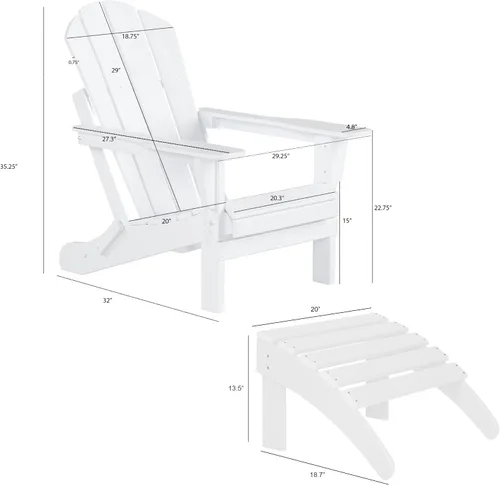 Miniatura 3 de WestinTrends Malibu - Silla de salón para exteriores, juego de 2 sillas Adirondack con otomana, sillas plegables de madera de polietileno para todo