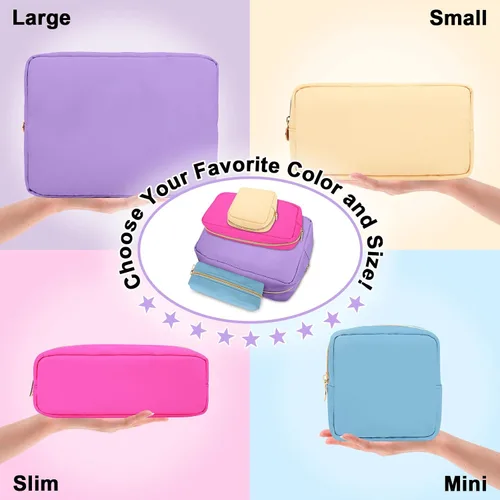 Miniatura 8 de Bolsa de maquillaje pequeña de nailon para bolso, bonita bolsa de maquillaje preparada, bolsa de cosméticos con cremallera, bolsa de aseo portátil