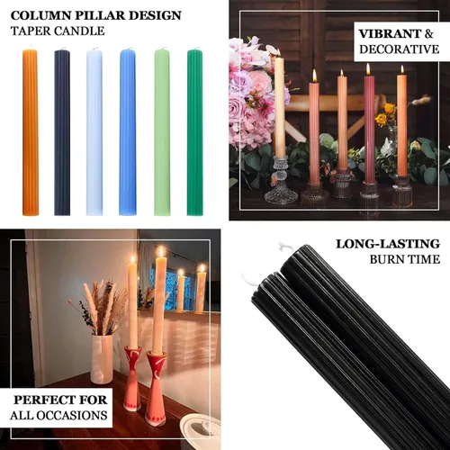 Miniatura 4 de Efavormart Paquete de 5 Velas cónicas de mecha acanalada sin perfume de 9" blancas premium, velas altas de cera acanaladas para cena Blanco