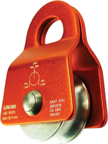 Fusion Climb Ekat Micro Polea de oscilación lateral de aluminio, tirolesa para patio trasero, carretilla Naranja