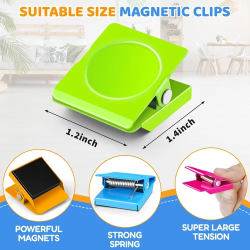 Miniatura 8 de Grtard Paquete de 8 clips magnéticos coloridos, clips magnéticos fuertes para nevera, clips magnéticos de metal para refrigerador, taquilla, pizarra
