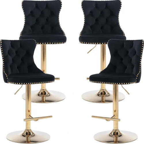 Miniatura 46 de Juego de 2 taburetes de bar giratorios de altura de mostrador, taburetes de bar de isla de cocina color crema, sillas de terciopelo ajustables
