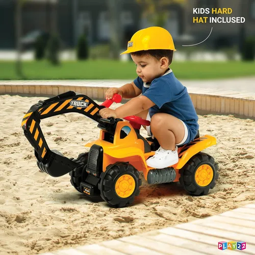 Miniatura 5 de Play22 - Tractores de juguete para niños en excavadora – Sonidos musicales de tractor incluye casco con rocas – Juego de simulación – Camión