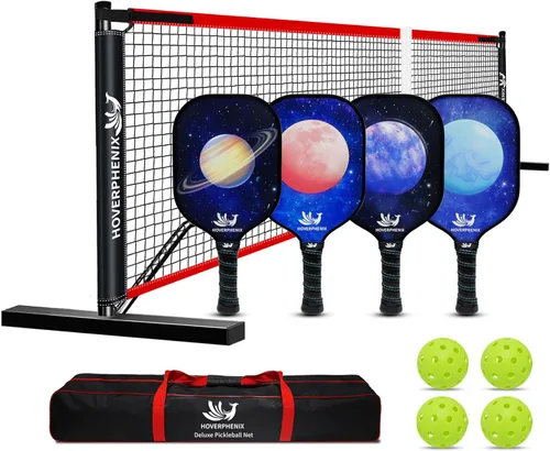 Miniatura 16 de Hoverphenix Portable Pickleball Net Set, 22FT Regulation Size Pickle Ball Net with Paddle Set of 4, Pickleballs and Carry Bag, Easy Setup for Indoor