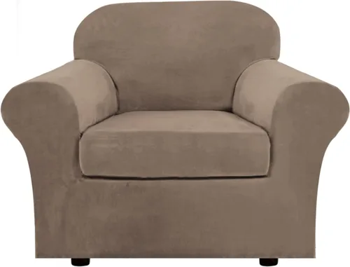 Miniatura 25 de H.VERSAILTEX - Funda elástica para sofá de 3 piezas, de suave terciopelo afelpado, para sofá biplaza con 2 cojines de hasta 72 pulgadas de ancho, se