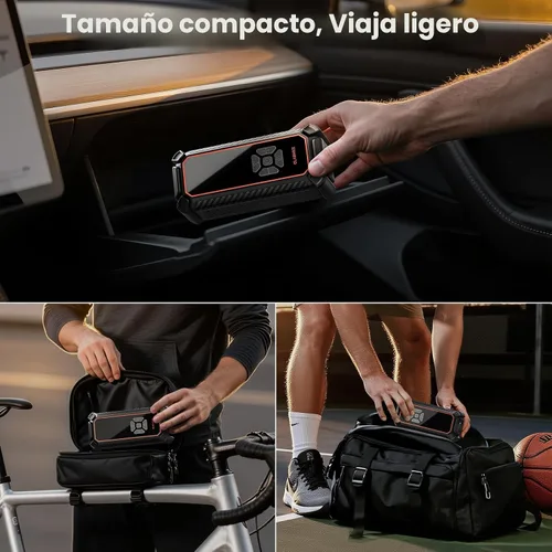 Miniatura 6 de OlarHike Inflador de neumáticos inalámbrico, compresor de aire portátil, modo de alimentación dual, 9000 mAh y 12 V CC, bomba de aire para 1-gris
