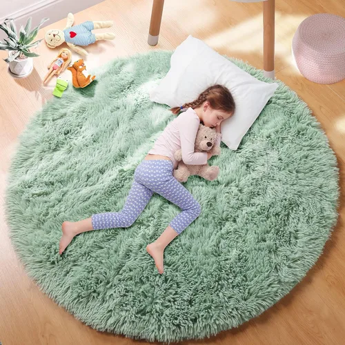 Miniatura 25 de PAGISOFE Alfombra Roja Redonda de 4 Pies, Alfombras de Área para Dormitorio, Alfombra Circular para Habitación de Niñas, Alfombras Esponjosas, Rojo