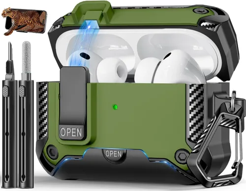 Miniatura 54 de Funda para AirPods Pro de 2 generación con soporte para teléfono, diseño de interruptor automático de protección completa contra caídas con kit