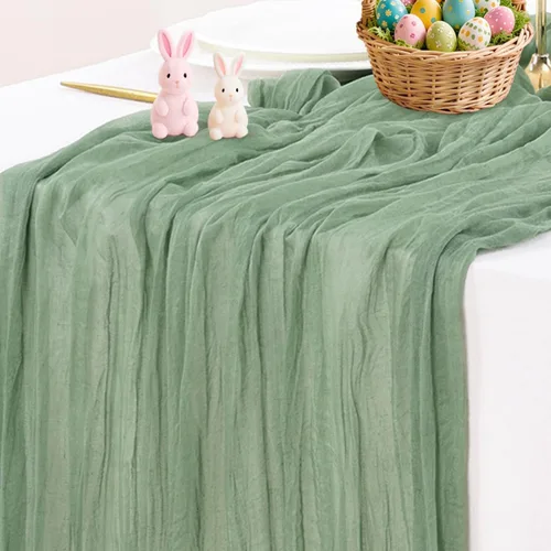 Miniatura 49 de Socomi - 10 caminos de mesa de gasa, estilo bohemio y rústico, para primavera, Pascua, bodas, fiestas, baby showers, cumpleaños y decoración, 120