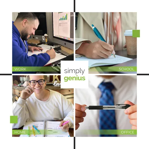 Miniatura 6 de Simply Genius Bolígrafos azules, 200 bolígrafos a granel, retráctiles, tinta azul, escritura suave y ergonómicos para tomar notas y suministros