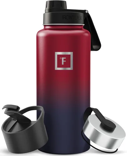 Miniatura 50 de IRON °FLASK Frasco de hidratación para acampar y senderismo con pajilla, botella de agua deportiva de acero inoxidable con aislamiento de boca