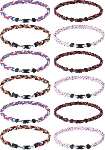 Jexine Collares de béisbol de sóftbol para niños, collar de cuerda de béisbol de 3 cuerdas trenzadas Tornado Titanio, collar deportivo de sóftbol,
