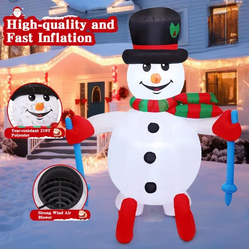 Miniatura 5 de GOOSH Muñeco de nieve inflable de Navidad de 6 pies para decoración al aire libre, patio, esquí, nieve con LED integrados para decoración de fiesta