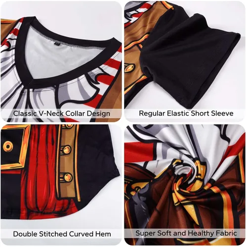 Miniatura 4 de KYKU Camisa pirata disfraz de mujer con cuello en V divertido estampado 3D gráficos novedad ropa