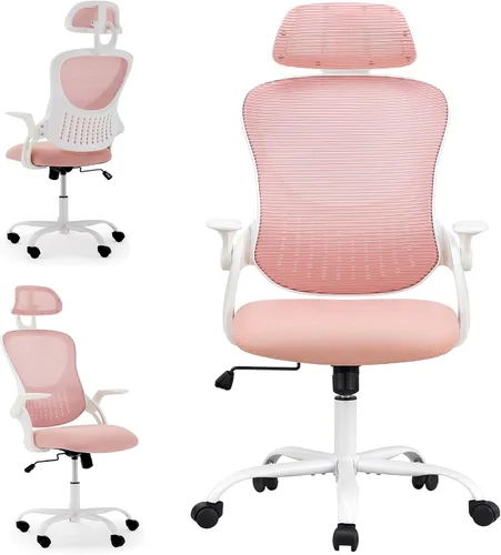Miniatura 10 de Silla de escritorio de oficina, silla de trabajo ergonómica de malla con respaldo alto, silla de trabajo para oficina en casa, silla de escritorio