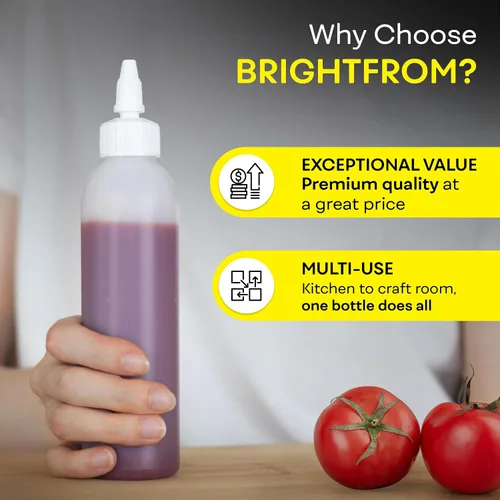 Miniatura 6 de BRIGHTFROM Botellas exprimibles para condimentos, botella vacía de 6 onzas, a prueba de fugas, ideal para salsa de tomate, mostaza, jarabe, salsas