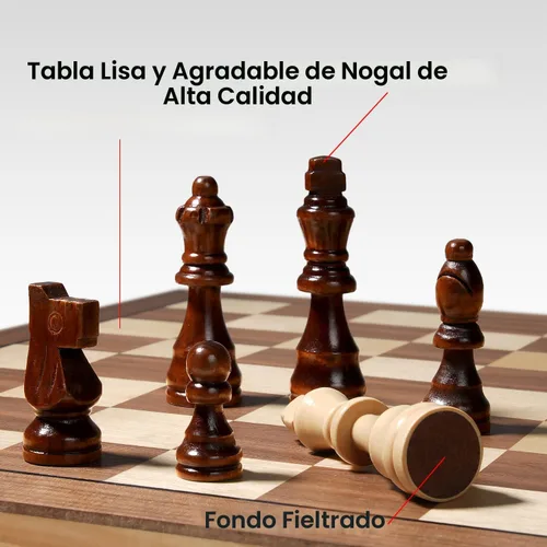 Miniatura 5 de Juego de tablero de ajedrez magnético para adultos y niños, tableros de ajedrez plegables de madera de 15 pulgadas, juego de ajedrez de viaje