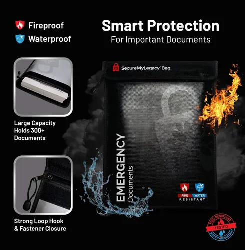 Miniatura 3 de Secure My Legacy - Bolsa ignífuga (paquete de 3): bolsas de documentos ignífugas, soporte para documentos de seguridad contra incendios