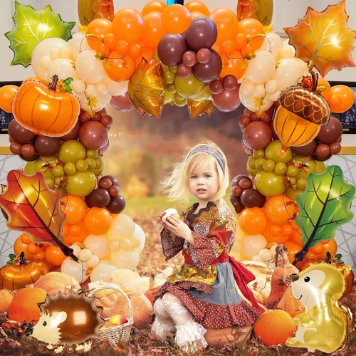Miniatura 6 de Kit de guirnalda de arco de globos de otoño para decoraciones de Acción de Gracias, 143 piezas de decoraciones de fiesta de Acción de Gracias