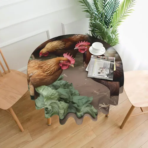 Miniatura 11 de Mantel redondo de 60 pulgadas impermeable con estampado de bulldogs ingleses, mantel circular para cocina, comedor, arrugas, mantel redondo