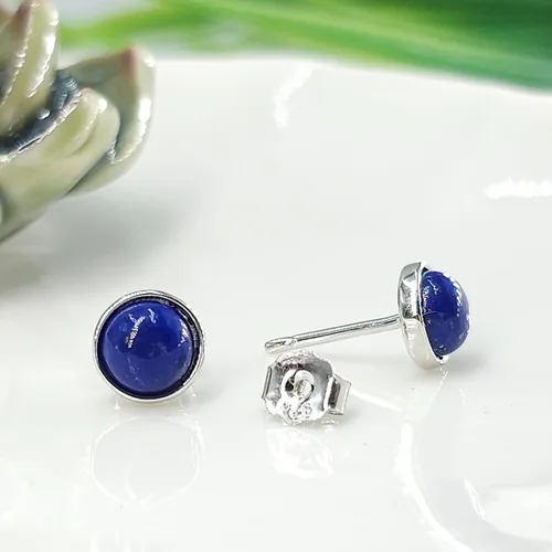 Miniatura 24 de Pendientes naturales de 0.236 in con chapado en oro blanco sobre plata de ley, bisel cabujón de piedras preciosas regalo de joyería para ella