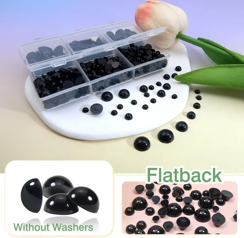 Miniatura 3 de TOAOB - 830 piezas redondas de plástico negro Amigurumis Eyes de 0.157 in, 0.197 in, 0.236 in, 0.315 in, 0.394 in, con parte trasera plana, cuentas