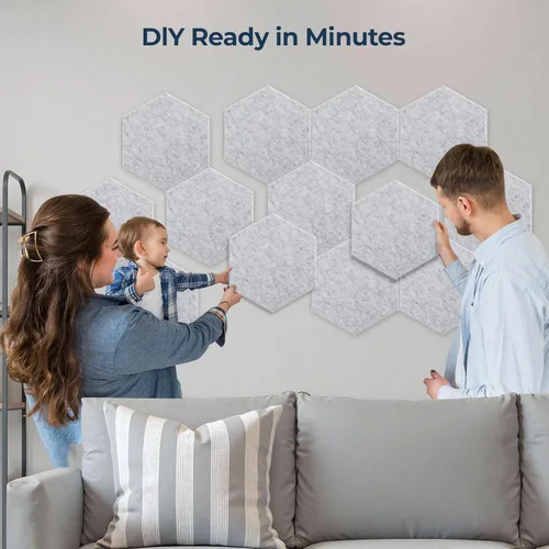 Miniatura 4 de Paquete de 12 paneles acústicos hexagonales, paneles de pared insonorizados de alta densidad de 12 x 10 x 0.4 pulgadas, paneles de pared acústicos