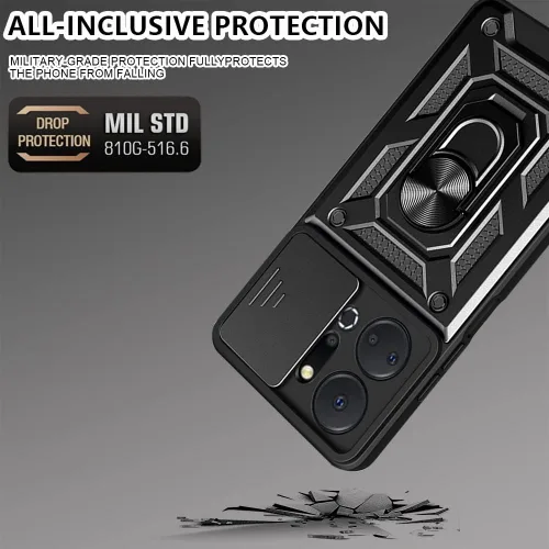 Miniatura 7 de ZMONE - Funda para teléfono Honor X7A con protector de pantalla de vidrio, [2 unidades] cubierta protectora de cámara deslizante integrada, funda