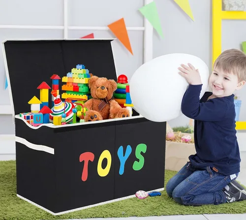 Miniatura 8 de YOLOXO Caja de Juguetes Cofre, Contenedores de Almacenamiento Plegables Resistentes con Tapas, Cajas Organizadoras de Almacenamiento de Juguetes
