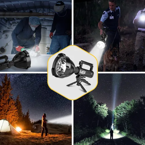 Miniatura 6 de Superbright - Linterna LED recargable de gran tamaño, 4 modos, de alta potencia, portátil, impermeable, reflector para camping, caza al aire libre