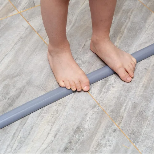 Miniatura 5 de Bloque plegable para baño, tapón de agua, tira de sellado para umbral de ducha, barrera de ducha de silicona autoadhesiva (66 pulgadas-GY)