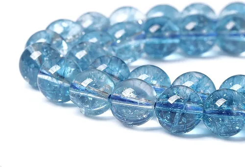 Miniatura 5 de 61 cuentas sueltas redondas de cuarzo de cristal de topacio azul de 0.236 in para hacer joyas, pulseras, collares, aretes Cristal azul