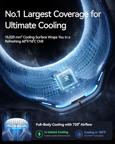 Miniatura 4 de RANVOO AICE LITE Plus 2025 Max Flujo de Aire de Enfriamiento [No.1 Más Fresco y Duradero] Aire Acondicionado para el Cuello, Ventilador de Cuello