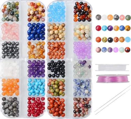 Miniatura 8 de MASSIVE BEADS, cuentas de gemas de jade natural de colores mixtos de 5/32 de pulgada, cuentas pequeñas espaciadoras redondas sueltas para Jade de 24