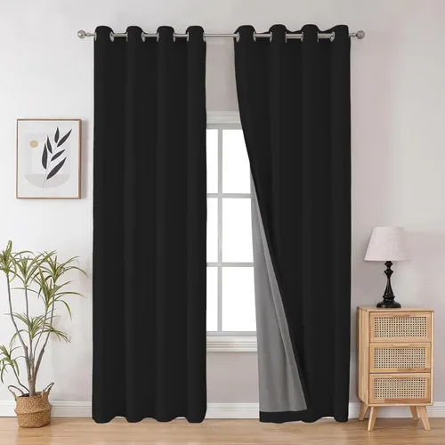 Miniatura 20 de Joydeco - Juego de 2 paneles de cortinas opacas de 63 pulgadas, 2 cortinas largas con aislamiento térmico burg, cortinas de oscurecimiento