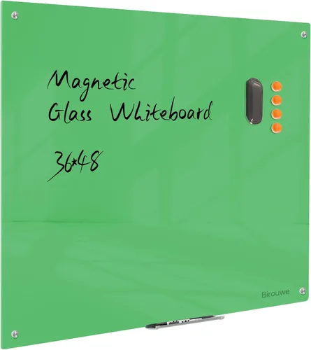 Miniatura 23 de Pizarra de Vidrio Negro Magnética de Borrado en Seco - Pizarra Negra de 48 x 36 Pulgadas Montada en Pared de Vidrio, Pizarra de Vidrio Negro Grande
