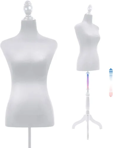 Miniatura 9 de Maniquí de costura de cuerpo femenino con soporte de 50 a 63 pulgadas, maniquí ajustable portátil para exhibición de ropa, base de trípode