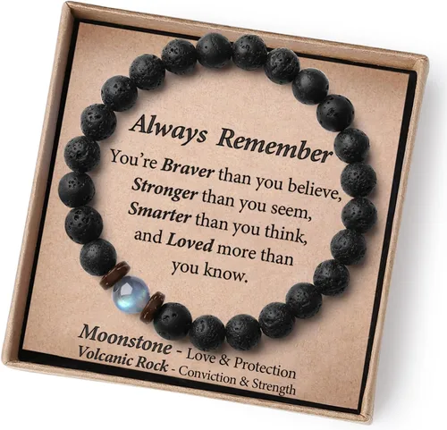 Miniatura 5 de Christmas Stocking Stuffers for Kids/Teen Boys/Men-Love/Strength-Handmade Gemstone Bracelets with Inspiratioanl Card
