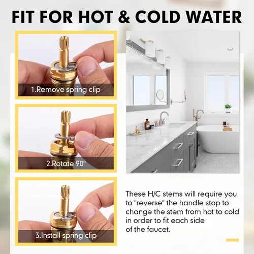 Miniatura 4 de Paquete de 2 cartuchos de grifo para grifo estándar americano 994053-0070a o 994053-0070a/H Cartucho de válvula de repuesto para grifo de baño